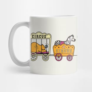 Cartoon Circus Train with Lion, Zebra & Bear Mug